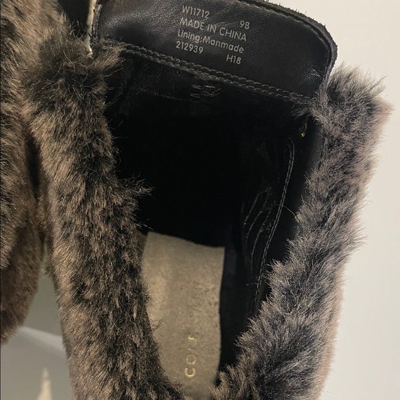 COLE HAAN Wedge Heel Lace Up Ankle Winter Boots with Faux Fur Cuff - Picture 8 of 11